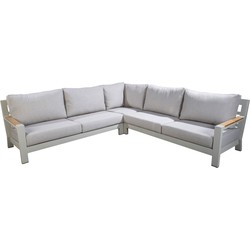 Yoi Bango chaise longue left/right aluminium salix/teak/flax beige AW - 