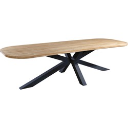 Yoi Noas dining table 220x100 cm oval aluminium dark grey/teak - 