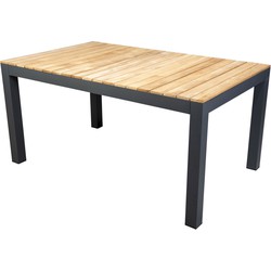 Yoi Midori low dining table 148x90 cm aluminium dark grey/teak - 