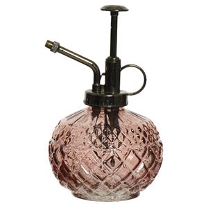 Decoris Plantenspuit/vernevelaar van glas - 450 ml - oudroze - 10 x 10 x 15 cm -