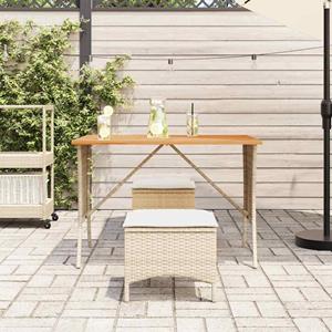 vidaXL Tuintafel met acaciahouten blad 105x75x72 cm poly rattan beige