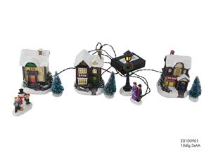 Kerstdorp poly met verlichting 10-delig - 