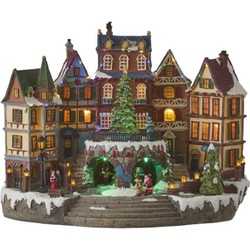 Luville Village scenery with christmas tree adapter included - l41,5xw25xh31,5cm - 