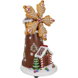 Kerstmolen LED 34 cm gingerbread 3xAA adapter connection - 