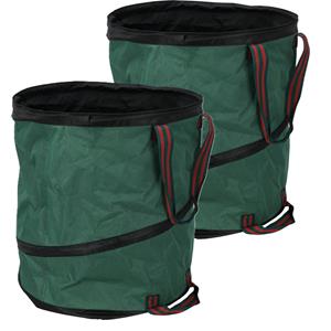Pro Garden Progarden pop- 2x -up tuinafvalzak - opvouwbaar - rond - groen - 85 liter - bladeren opruimen -