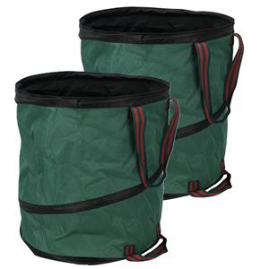 Pro Garden Progarden pop- 2x -up tuinafvalzak - opvouwbaar - rond - groen - 165 liter - bladeren opruimen -