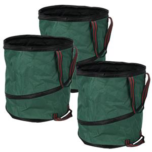 Pro Garden Progarden pop- 3x -up tuinafvalzak - opvouwbaar - rond - groen - 85 liter - bladeren opruimen -