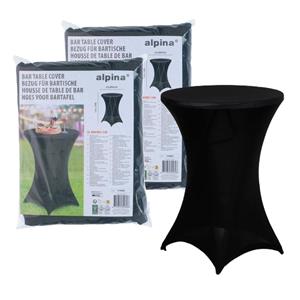 Alpina nette afdekhoes voor een statafel - 2x - zwart - spandex elastiek - D90 x 115 cm -
