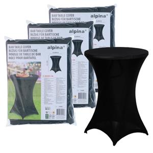 Alpina nette afdekhoes voor een statafel - 3x - zwart - spandex elastiek - D90 x 115 cm -
