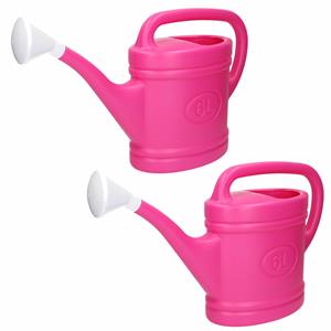 PlasticForte 2x stuks roze tuin planten gieter met broeskop 6 liter -