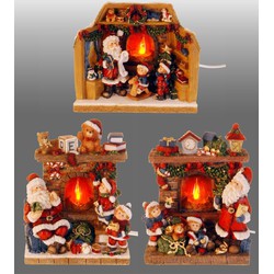 Nampook Set van artikelen kerstman openhaard met vlam set 3 - 