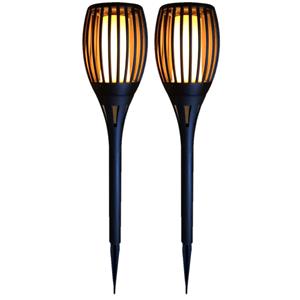 Merkloos Tuinfakkel Solar - 2x - met vlameffect - prikspot - 78 cm - warm wit licht - tuinlamp -