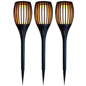 Merkloos Set van 3x stuks solar tuinlampen/fakkels met vlameffect op zonne-energie 78 cm -