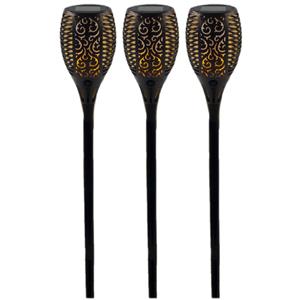 Merkloos Set van 5x stuks solar tuinlampen/fakkels met vlameffect op zonne-energie 78 cm -