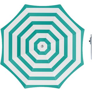 Merkloos Parasol - Groen/wit - D160 cm - incl. draagtas - parasolharing - 49 cm -