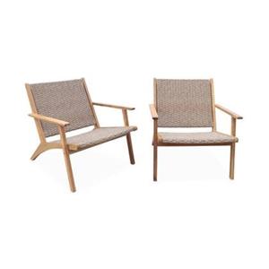 Sweeek  Set van 2 fauteuils van acaciahout en hars