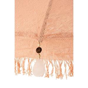 J-Line parasol + Voet Kwastjes|Schelpen - hout - zalm|donkerbruin - S