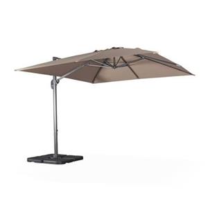 Sweeek  Vierkante offset parasol 3x3m + set van 4 verzwaarde tegels
