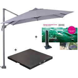 Garden Impressions Hawai parasol S 250x250 l.grijs + 80kg voet en hoes