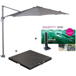 Garden Impressions Hawaii parasol S Ø300 l.grijs + 80kg voet en hoes