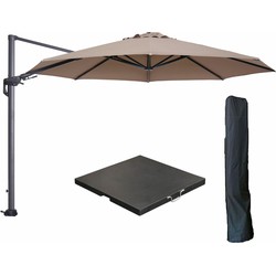 Garden Impressions Hawaii zweefparasol 3.5m taupe met voet en hoes