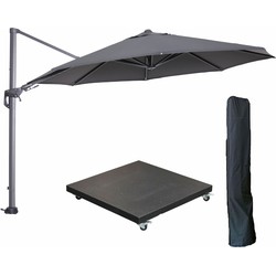 Garden Impressions Hawaii zweefparasol 3.5m d. grijs met voet en hoes