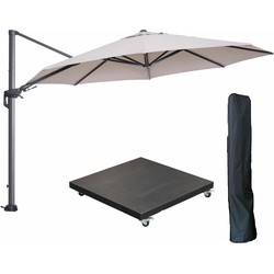 Garden Impressions Hawaii zweefparasol 3.5m zand met voet en hoes