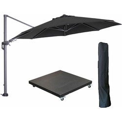 Garden Impressions Hawaii zweefparasol 3.5m zwart met voet en hoes