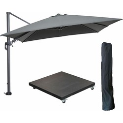 Garden Impressions Hawaii zweefparasol 3x3m d. grijs met voet en hoes