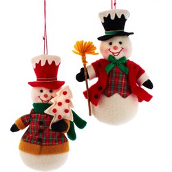 Kurt s adler 7.25 inch Fabric Plaid Snowman Orn 2/A 19,05x10,16x4,572 cm kerstornament - 