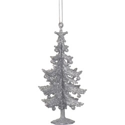 Decoris Boom plastic l3b7h13.5 cm zilver kerst - 
