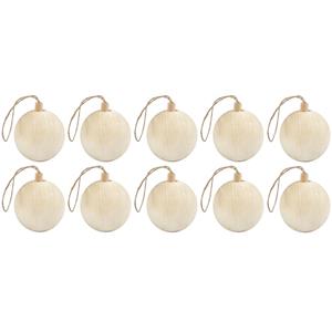 Merkloos 10x Kerstboom decoratie ballen van licht hout 6,4 cm -