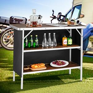 Costway Opvouwbare Campingtafel Aluminium Draagbare Picknicktafel met Oxford Doek & Draagtas Inbegrepen Lichtgewicht Opvouwbare Tafel