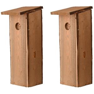 Best for Birds 2x Houten vogelhuisjes/nesthuisjes 54 cm voor specht -