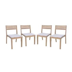 Sweeek  Set van 4 acaciahouten tuinstoelen met kussen