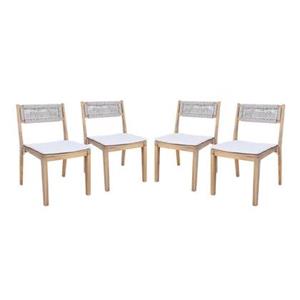 Sweeek  Set van 2 acaciahouten tuinstoelen met kussen en touw