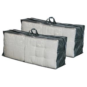 Lesli Living Tuinmeubelhoes 2x stuks grijs/groen voor 4 stoelkussens 130 x 50 cm -