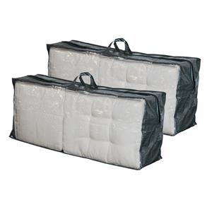 Lesli Living Set van 2x beschermhoezen met rits grijs/groen voor stoelkussens 130 x 50 cm -