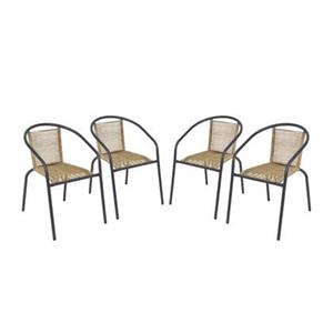 Sweeek  Set van 4 tuinstoelen in natuurlijke kunststof