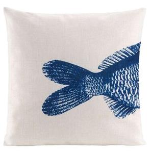 Leen Bakker Sierkussen Fishy - blauw - 45x45 cm
