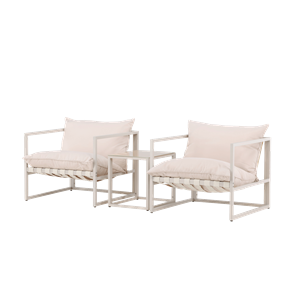 Nest outdoor Ebba tuin loungeset beige 3 delig – twee stoelen en een salontafel - met zitkussens