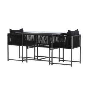 Nest outdoor Ragnar tuinset zwart 3 delig - twee stoelen en een tafel – met zitkussens