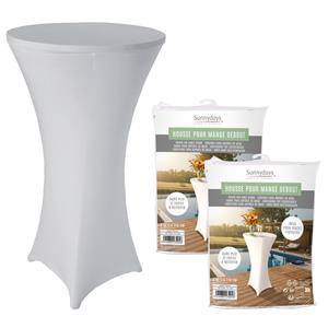 Sunnydays nette afdekhoes voor een statafel - 2x - wit - spandex elastiek - Dia 80 cm x H 110 cm -