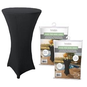Sunnydays nette afdekhoes voor een statafel - 2x - zwart - spandex elastiek - Dia 80 cm x H 110 cm -