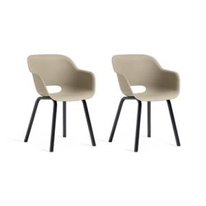 Keter Noa Tuinstoel - 2 stuks - 55x56,5x80cm - metalen frame - Taupe