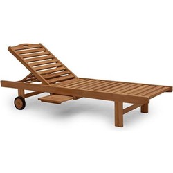 Buitengewoon de boet Teak ligbed met wielen Natural - 