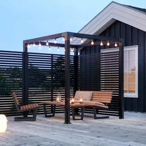 Trendyard Zwart Houten Vierkante Pergola 198 x 198 CM Met Tokyo Tuinschermen