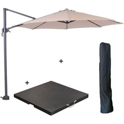 Garden Impressions Hawaii parasol S Ø300 ecru + 80kg voet en hoes