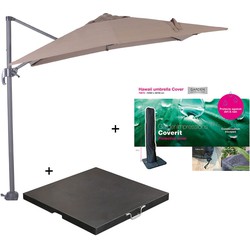 Garden Impressions parasol S 250x250 d. grijs|taupe +voet en hoes