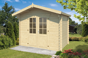 Van Kooten Tuin en Buitenleven Blokhut Anja 28 mm 295x200 cm + luifel 50 cm - Red class wood geïmpregneerd